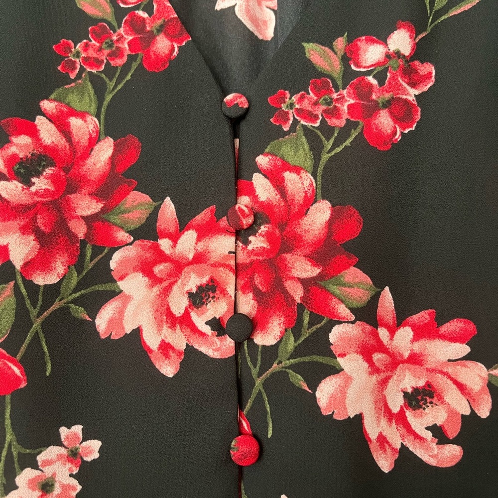 Lane Bryant Pink and Red flower Blouse - Picture 2 of 8